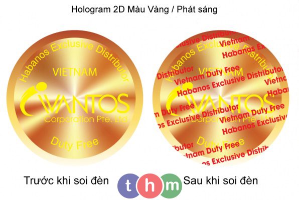 tem chống giả hologram phát sáng logo