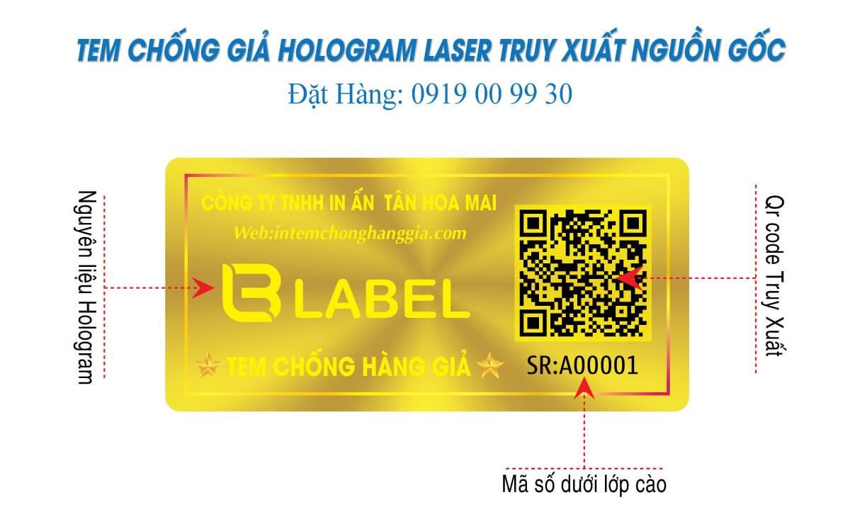tem chống giả hologram truy xuất nguồn gốc laser công nghệ cao
