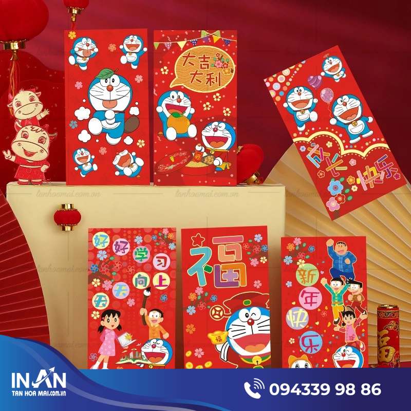 11+ Mẫu bao lì xì Doraemon: Đẹp & Địa chỉ in uy tín, rẻ ở HCM