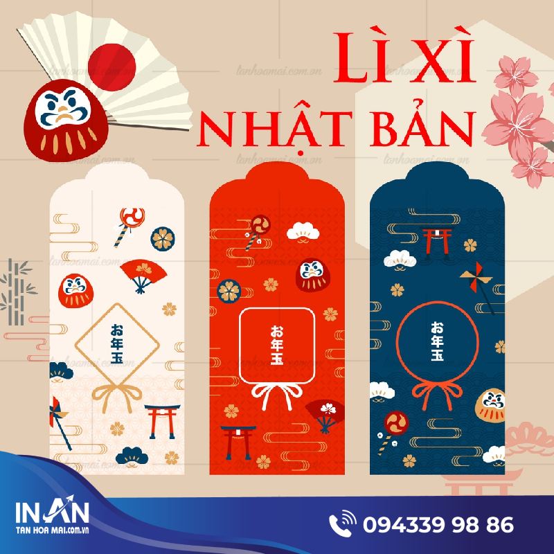 15+ Mẫu bao lì xì Nhật Bản Đẹp, Thiết kế & In Theo yêu cầu
