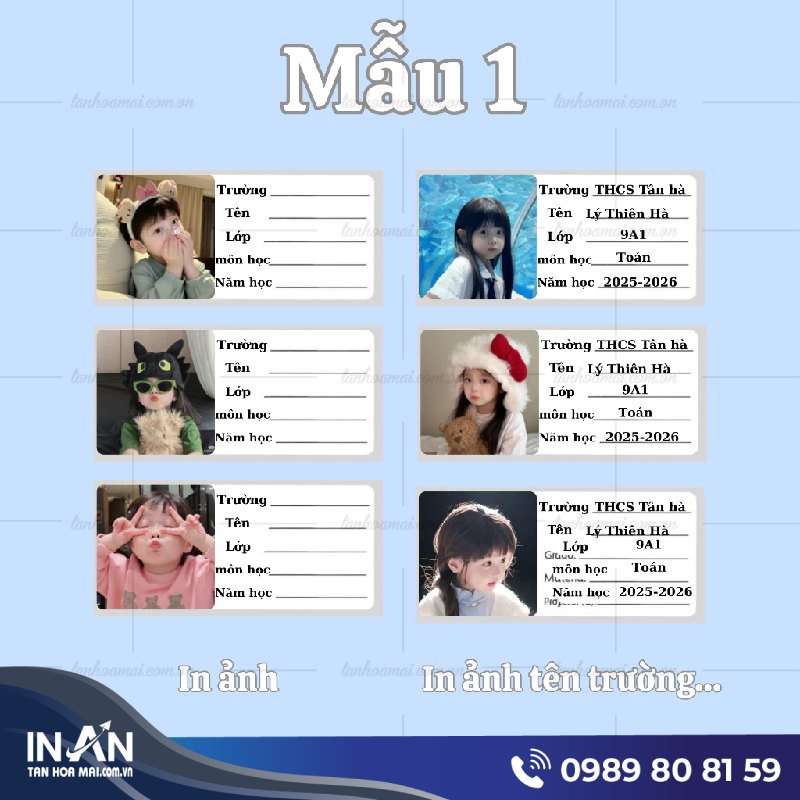 25+ Mẫu in nhãn vở theo yêu cầu, Mẫu đẹp, In nhanh, Giá rẻ HCM