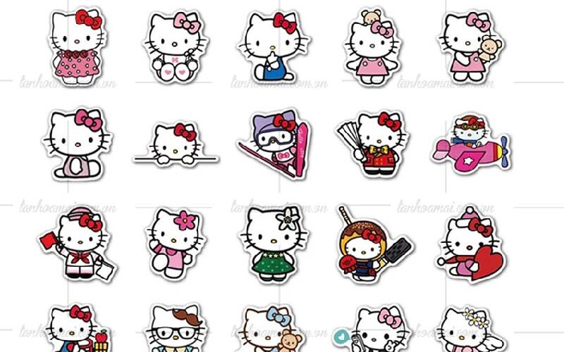 Sticker Hello Kitty đa dạng mẫu