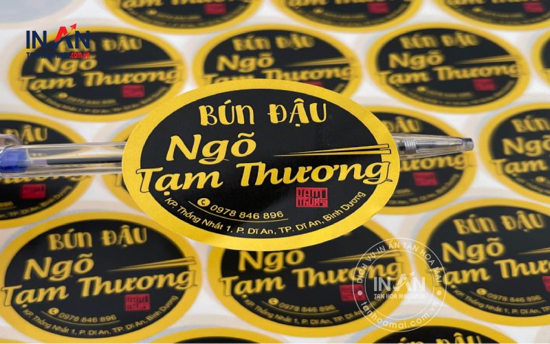 Tem nhãn quán ăn vặt hình tròn