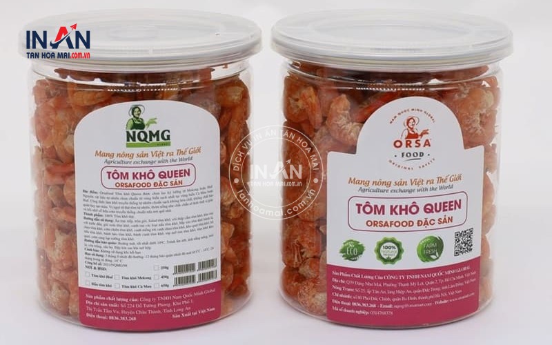 Tem nhãn tôm khô