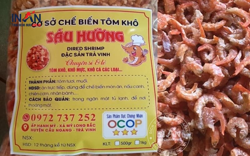 Quy trình in mẫu tem nhãn tôm khô