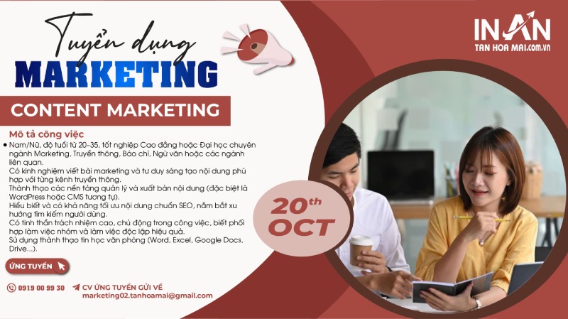 Tuyển nhân viên Content Marketing Tân Hoa Mai T10/2025