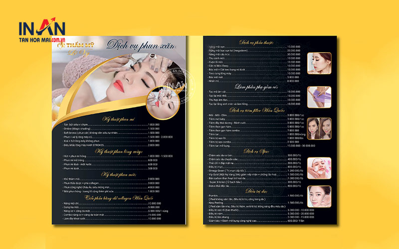 Mẫu Menu Spa Cao Cấp