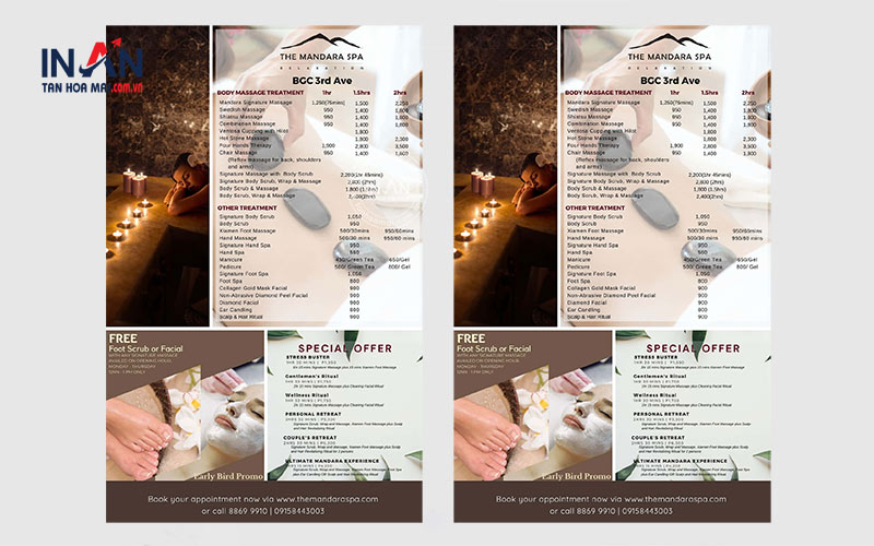 mẫu Menu Spa đẹp Không Chỉ Thu Hút