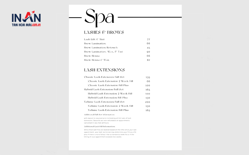 Menu Spa Thư Giản