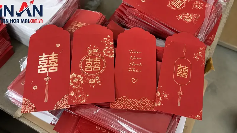 Mẫu bao lì xì chữ Hỷ cho ngày cưới