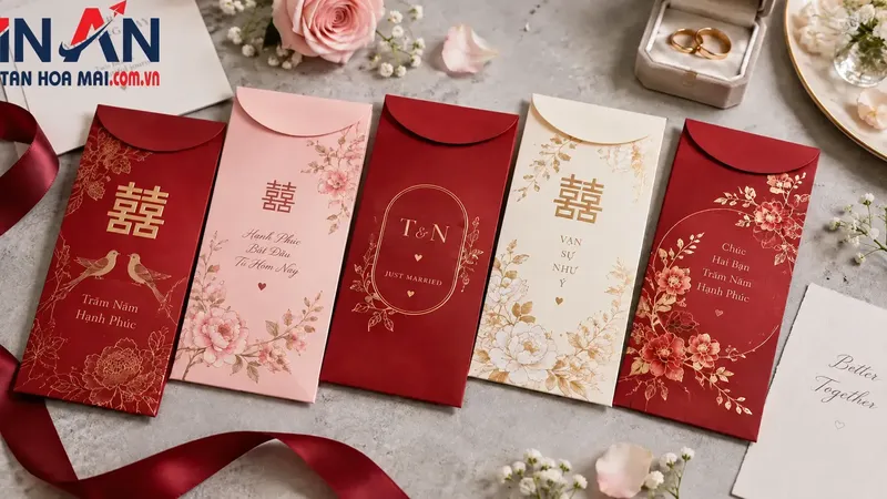 Mẫu lì xì cưới dùng cho bê tráp và đám hỏi