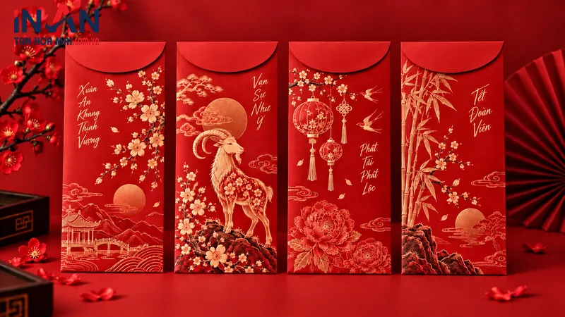 Mẫu bao lì xì màu đỏ tại Tân Hoa Mai