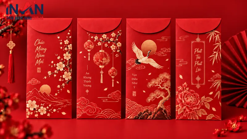 Mẫu bao lì xì đỏ dùng tham khảo theo nhu cầu sử dụng