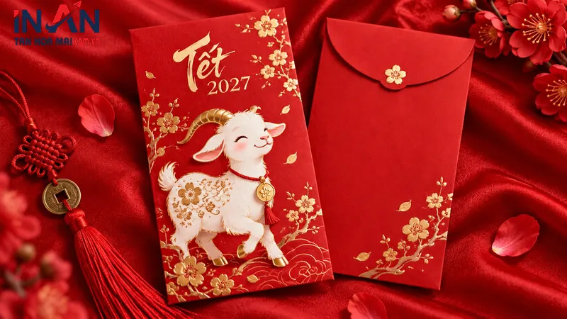 Mẫu bao lì xì đỏ dùng tham khảo phong cách Tết