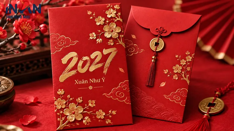 Mẫu bao lì xì màu đỏ phong cách hiện đại tham khảo