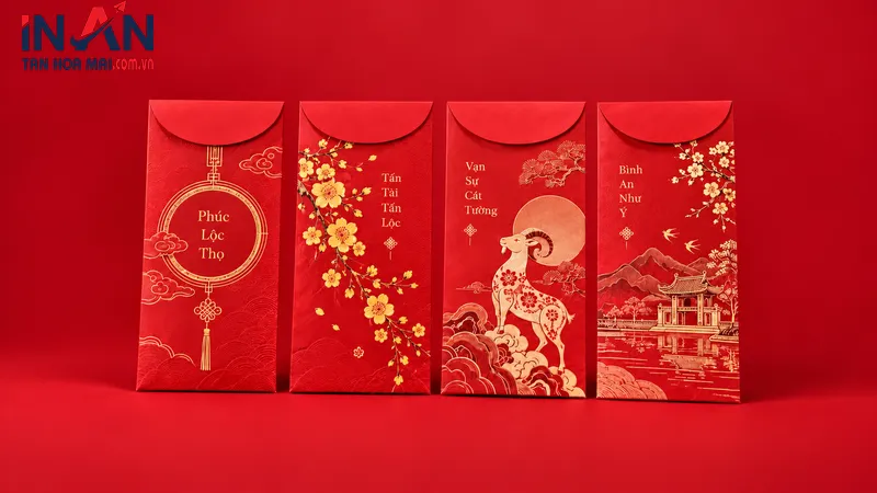 Hình ảnh phong bao lì xì đỏ dùng tham khảo phối màu