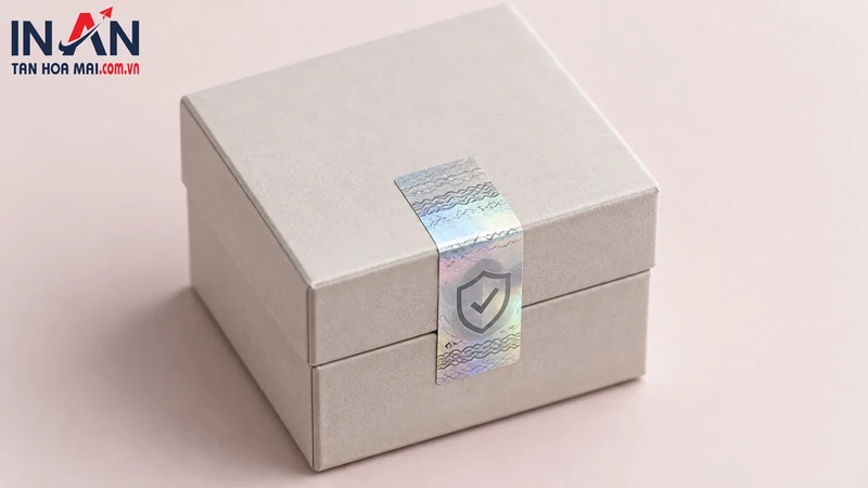 Tem hologram bảo mật trên hộp quà