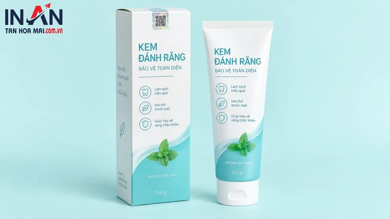 Mẫu hộp kem đánh răng dùng minh họa giải pháp chống giả