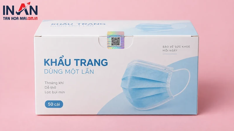 Mẫu hộp khẩu trang dùng minh họa giải pháp chống giả