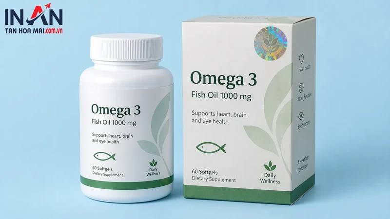 Bộ sản phẩm Omega 3 dùng minh họa tem chống giả