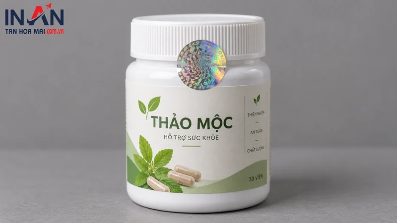 Tem hologram niêm phong trên hộp thực phẩm chức năng