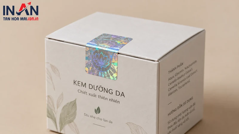 Tem hologram niêm phong trên hộp kem dưỡng
