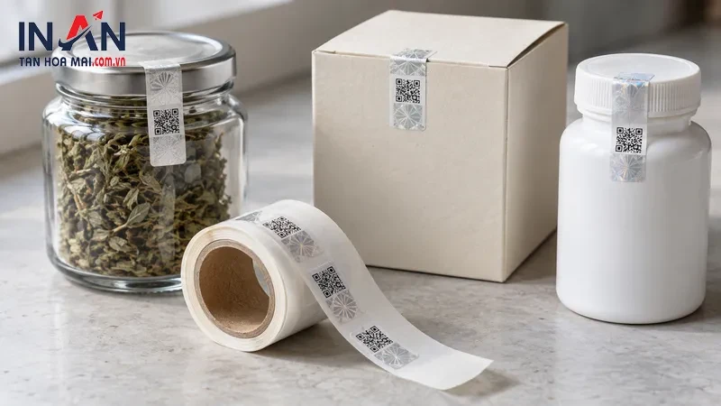 Mẫu bao bì và cuộn tem