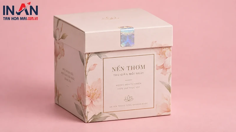 Mẫu hộp nến thơm dùng minh họa giải pháp chống giả