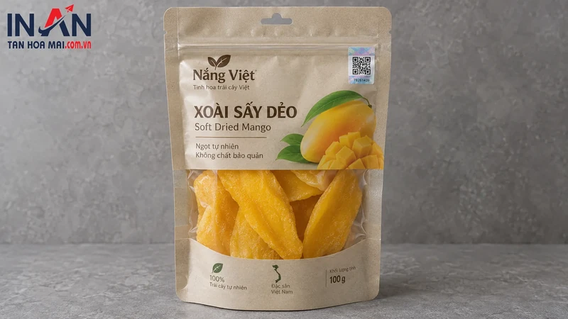 Mẫu túi xoài sấy dùng minh họa giải pháp chống giả