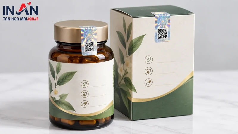 Tem hologram trên chai sản phẩm