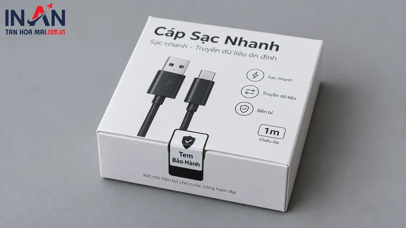 Mẫu hộp cáp sạc dùng minh họa giải pháp chống giả