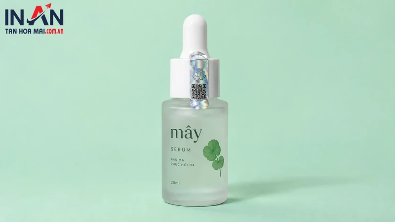 Chai serum Mây dùng minh họa vị trí dán tem chống giả