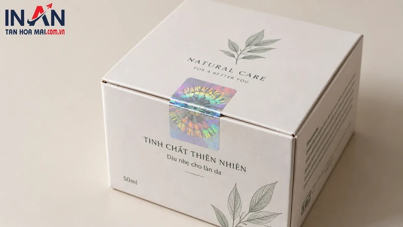 Hộp tinh chất thiên nhiên tem hologram niêm phong qua mép nắp