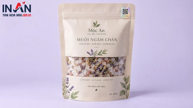Túi ngâm chân thảo mộc lavender dùng minh họa mã xác thực