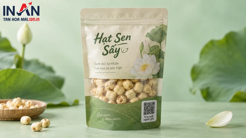 Túi hạt sen dùng minh họa mã xác thực sản phẩm