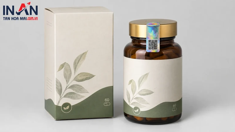 Mẫu bộ sản phẩm thảo dược 60 viên tối giản
