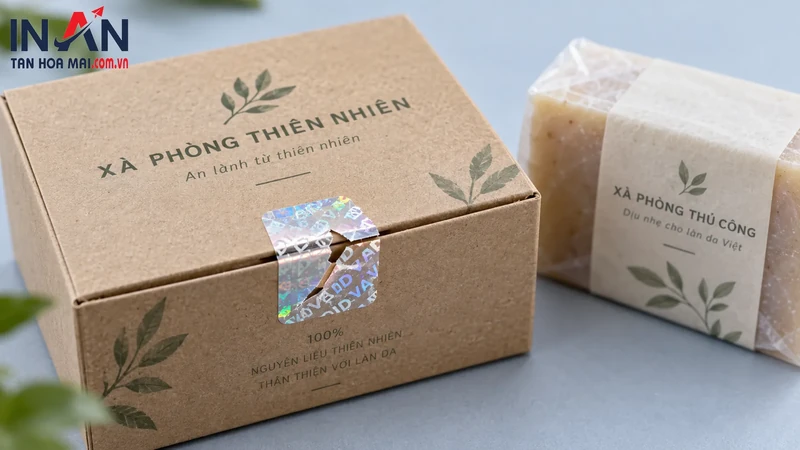 Tem hologram niêm phong trên hộp xà phòng