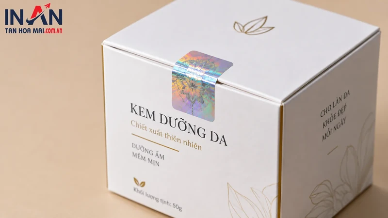Vị trí tem chống giả được kiểm tra trên hộp giấy đã gấp hoàn chỉnh