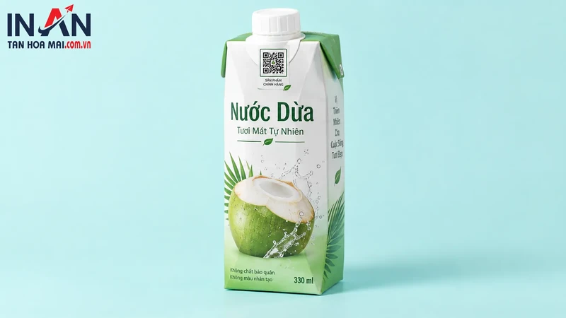 Mẫu hộp nước dừa dùng minh họa giải pháp chống giả