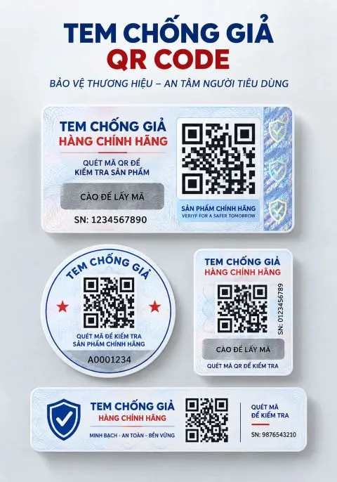 Mẫu in tem chống giả QR Code theo yêu cầu tại Tân Hoa Mai