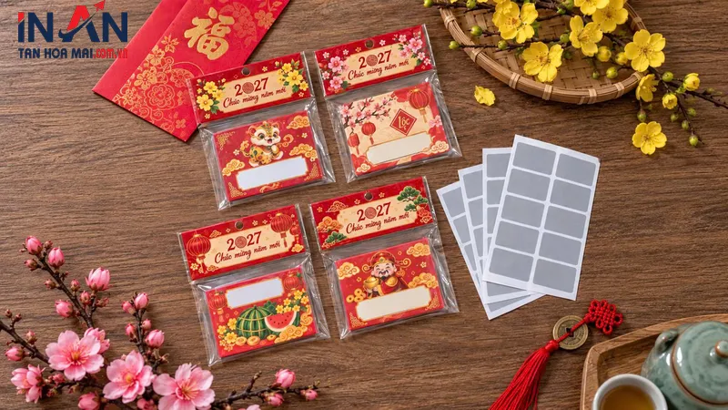 Bộ mẫu thẻ cào lì xì Tết tham khảo cho concept quà tặng đầu năm