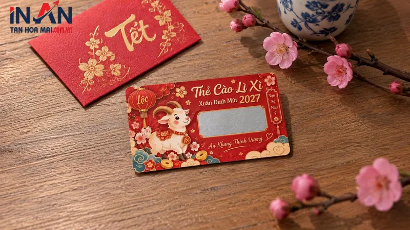 Mẫu thẻ cào lì xì dùng cho hoạt động Tết của doanh nghiệp và khách hàng
