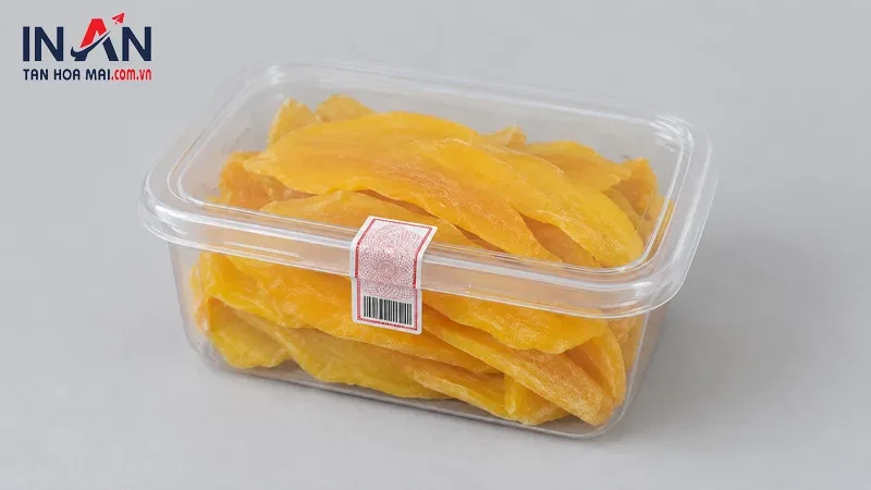 Tem niêm phong chống bóc trên túi xoài sấy