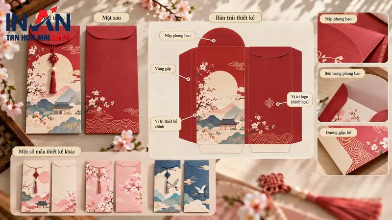 Bản thiết kế các mẫu phong bao lì xì hiện đại Bản thiết kế các mẫu phong bao lì xì hiện đại
