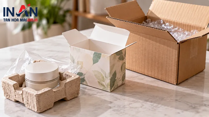 Các lớp bao bì sản phẩm từ hộp trực tiếp đến thùng vận chuyển