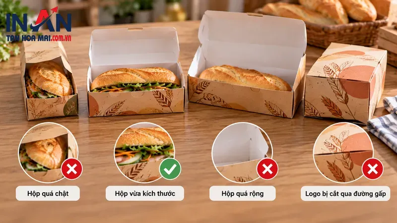 So sánh các kiểu hộp bánh mì giấy theo kích thước