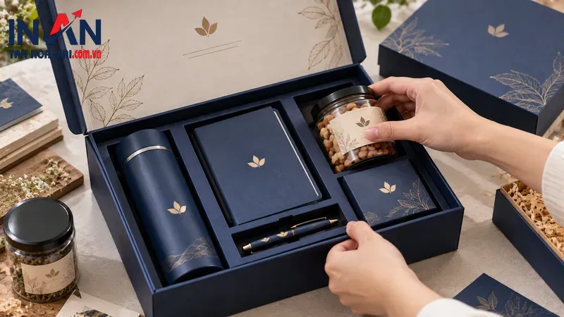 Chi tiết mở nắp hộp quà và cách chia khoang bên trong Chi tiết mở nắp hộp quà và cách chia khoang bên trong