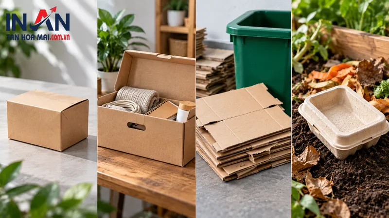 Minh họa tái sử dụng tái chế và phân hủy bao bì