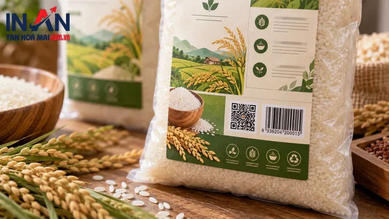 Nhãn trước và sau trên bao gạo