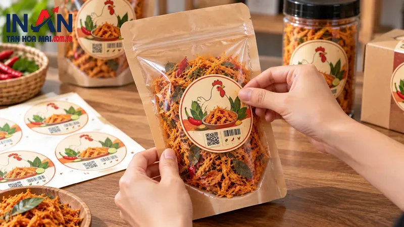 Kiểm tra tem khô gà khi dán lên túi zip Kiểm tra tem khô gà khi dán lên túi zip